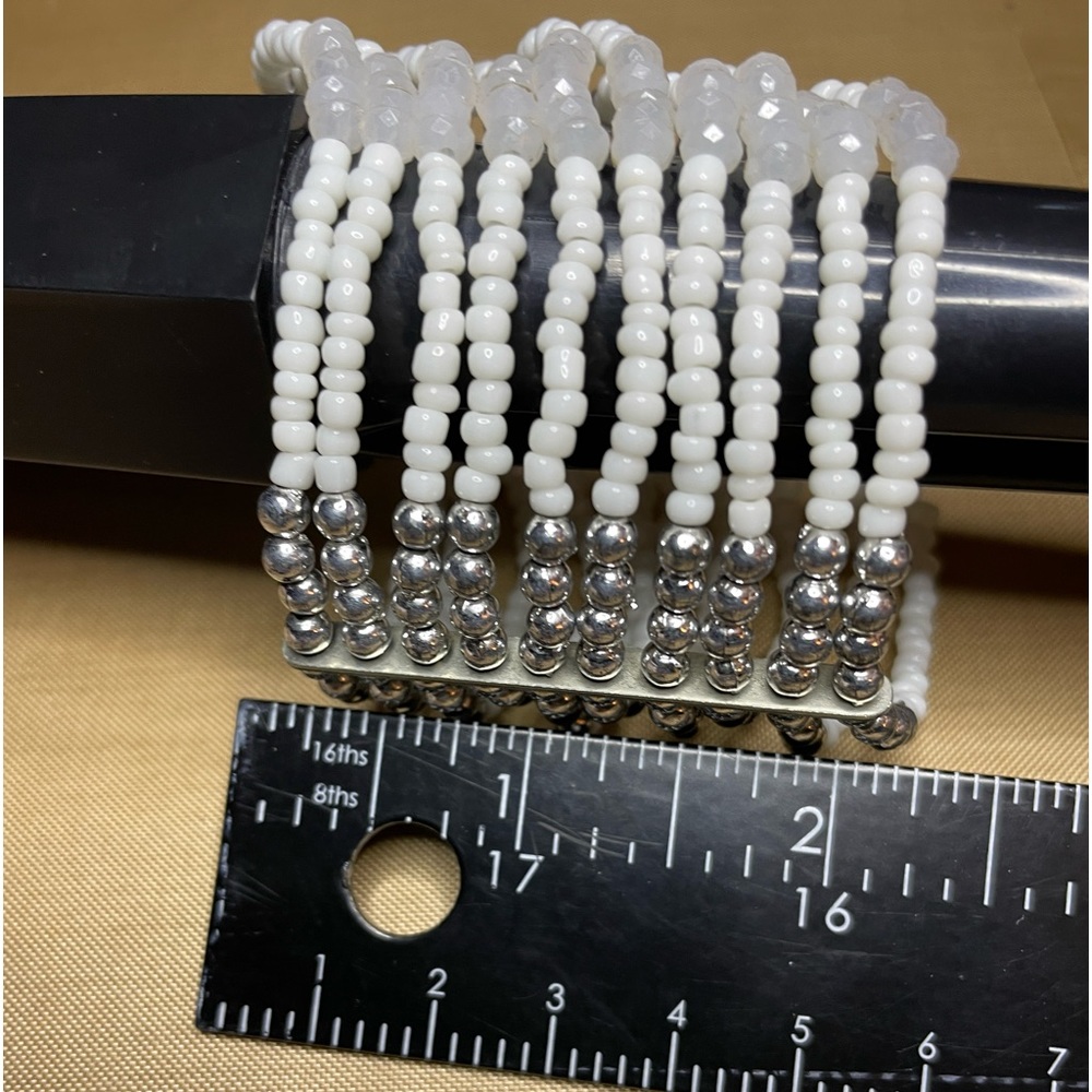 Beautiful silver tone and white bracelet